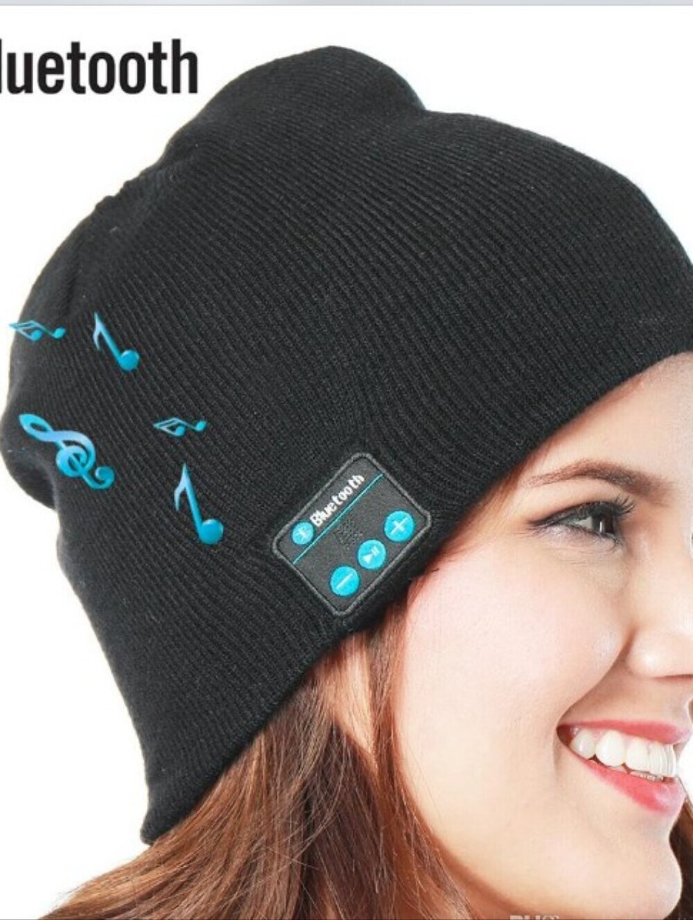 Beanie Wireless Bluetooth Knit Beanie Hat - Black
